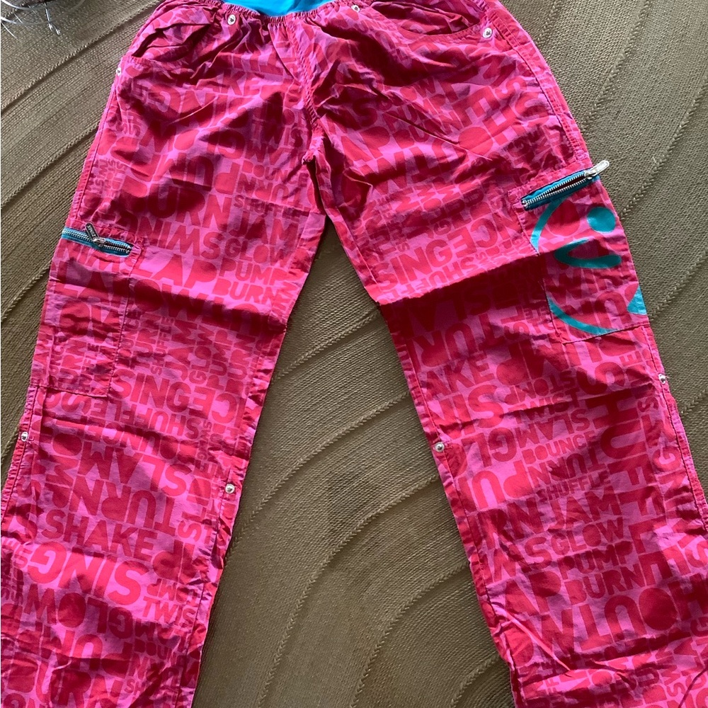 Women's Teal and Pink Track Pants - Medium